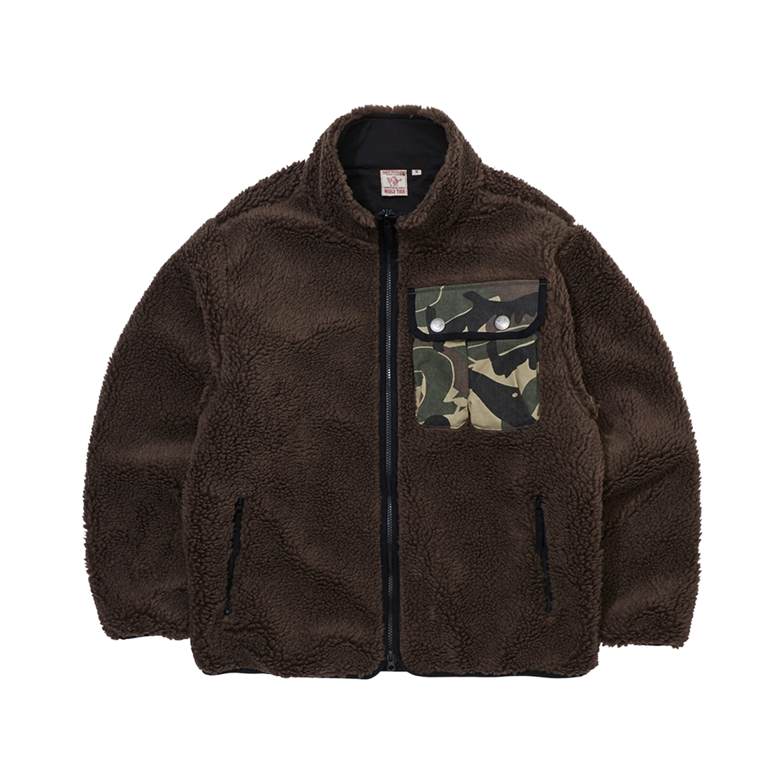 TRA4JPU103KKH True Religion Camo Block Boa Fleece Jumper_Khaki