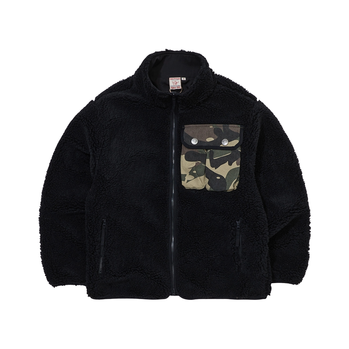 TRA4JPU103BBK True Religion Camo Block Boa Fleece Jumper_Black