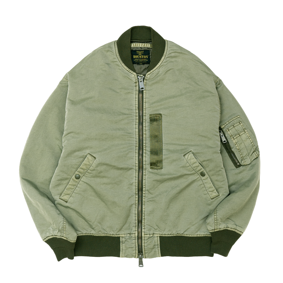 51505OD Houston Japan Pigment Dye Relax MA-1 Flight Jacket Olive Drab 51505