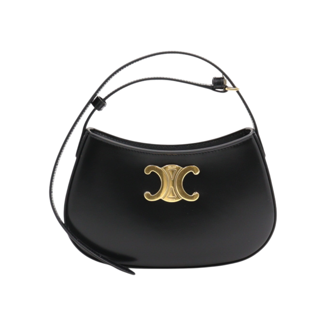 ITPCWR6DATJJ Celine Black Shiny Calfskin Trio Medium Tilly Shoulder Bag