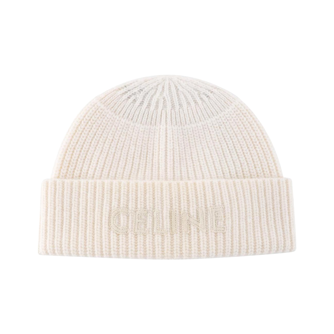 2A61W535Q-01OW Celine Embroidered Knit Wool Beanie Off White