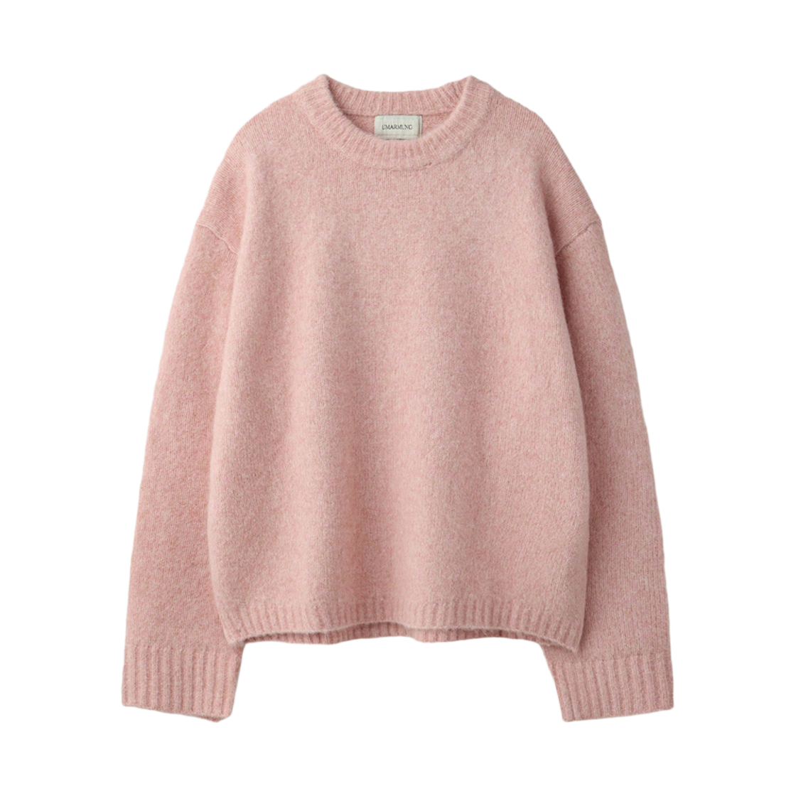 UM253APO10PI UMARMUNG Wool Alpaca Button Sleeve Crewneck Pullover_Peony