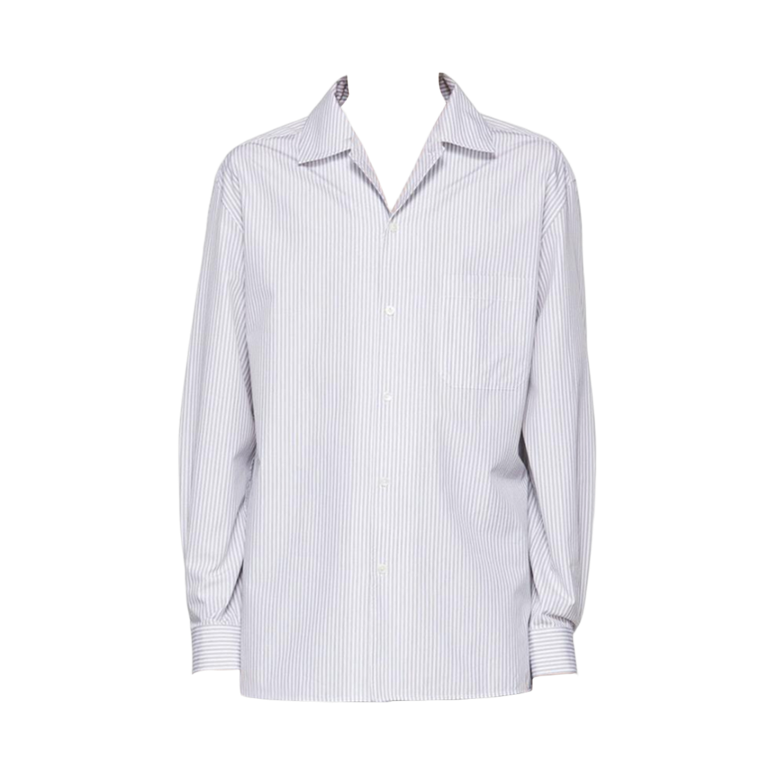 SH187-LF757-100 Lemaire Stripe Convertible Collar Shirt White