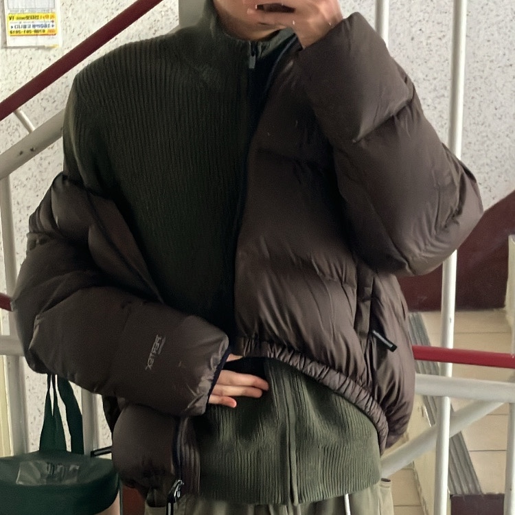 Thisisneverthat Pertex Down Jacket Brown 착용 스타일