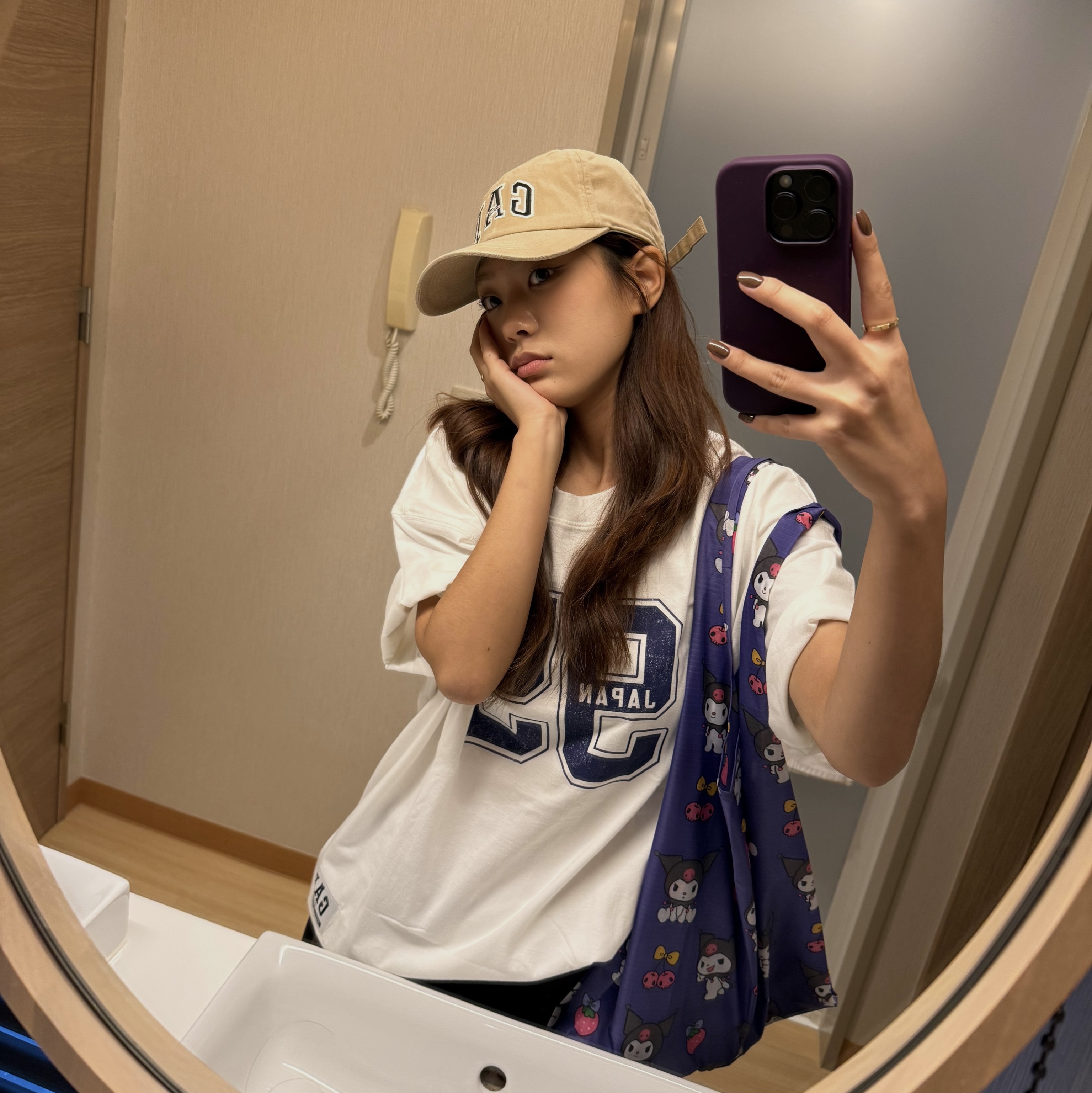 Baggu x Sanrio Standard Reusable Bag Kuromi 착용 스타일 - 1