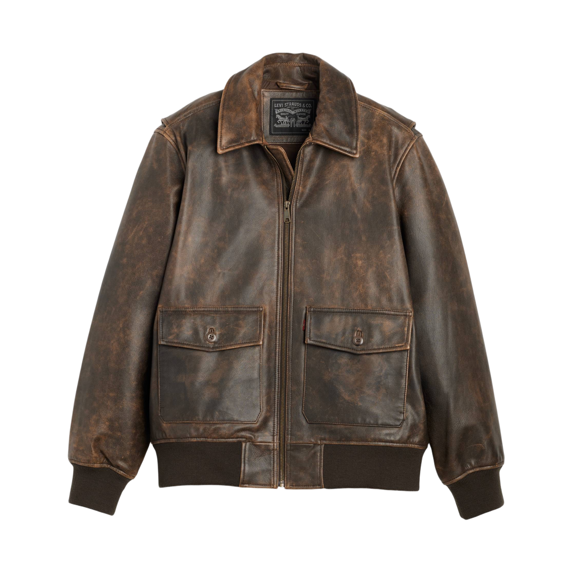 리바이스 클레이튼 레더 에비에이터 자켓 브라운