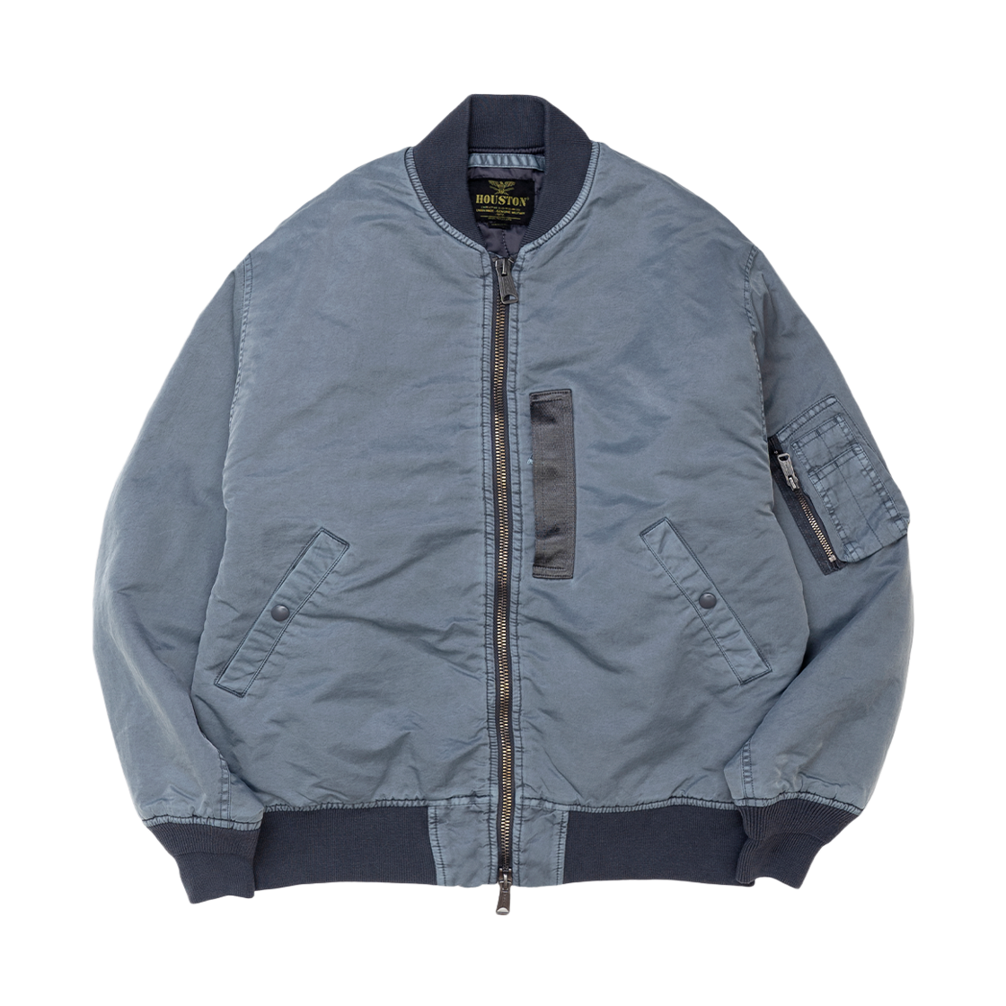 51505BL Houston Japan Pigment Dye Relax MA-1 Flight Jacket Blue 51505