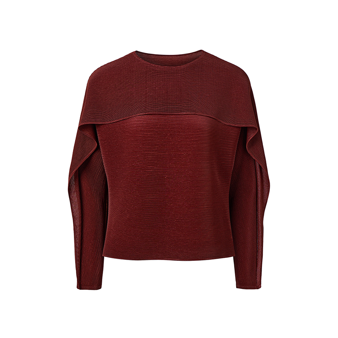 몽플리쎄 여성 플랩 소매 호리즌 플리츠 티셔츠 브라운(Monplisse Women Flap Sleeve Horizon Pleats T-shirts Brown)