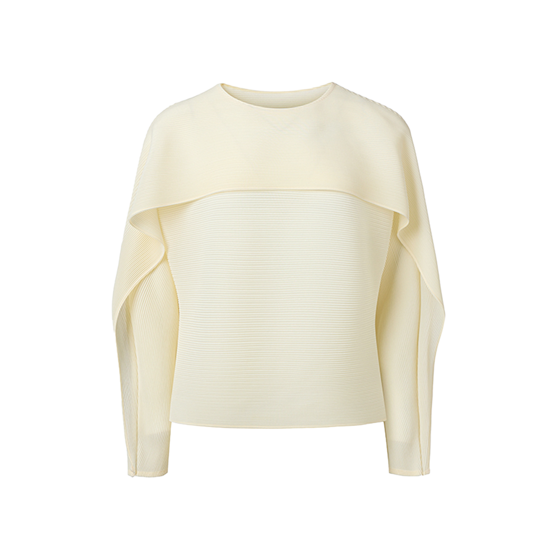 몽플리쎄 여성 플랩 소매 호리즌 플리츠 티셔츠 아이보리(Monplisse Women Flap Sleeve Horizon Pleats T-shirts Grey)