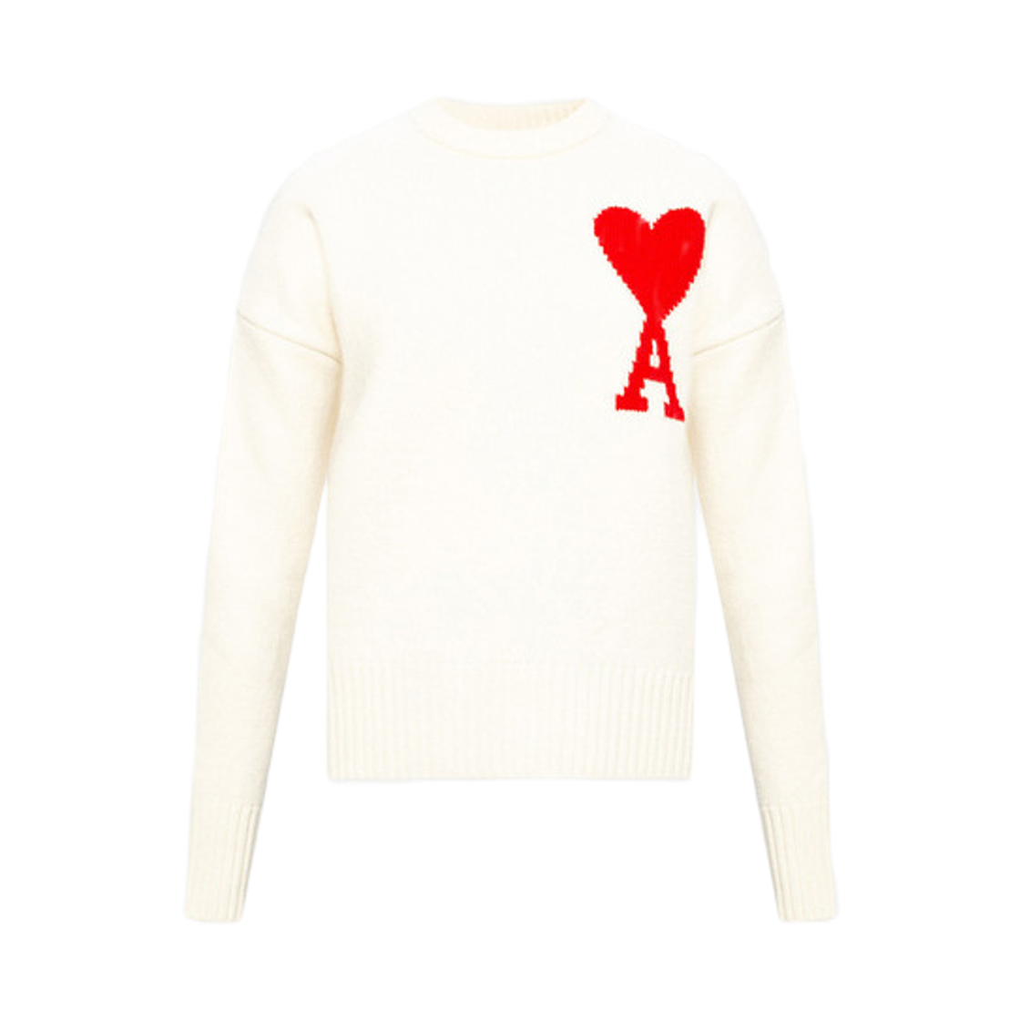(W) 아미 빅 하트 로고 크루넥 스웨터 오프 화이트((W) AMI de Coeur Crewneck Sweater Off White) - 1