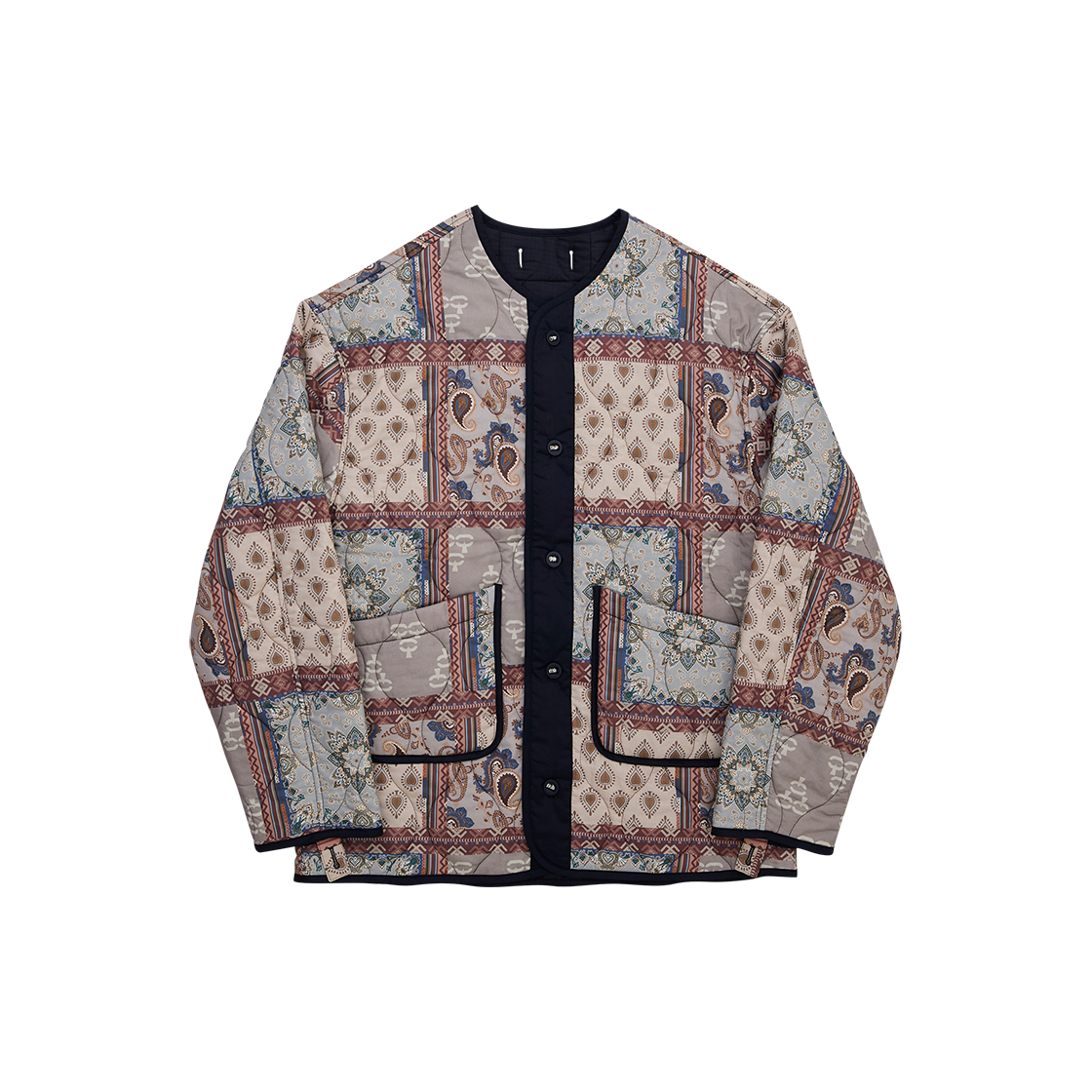 G73104_MT.NV GORT Short Paisley Block Liner Jacket Multi Navy