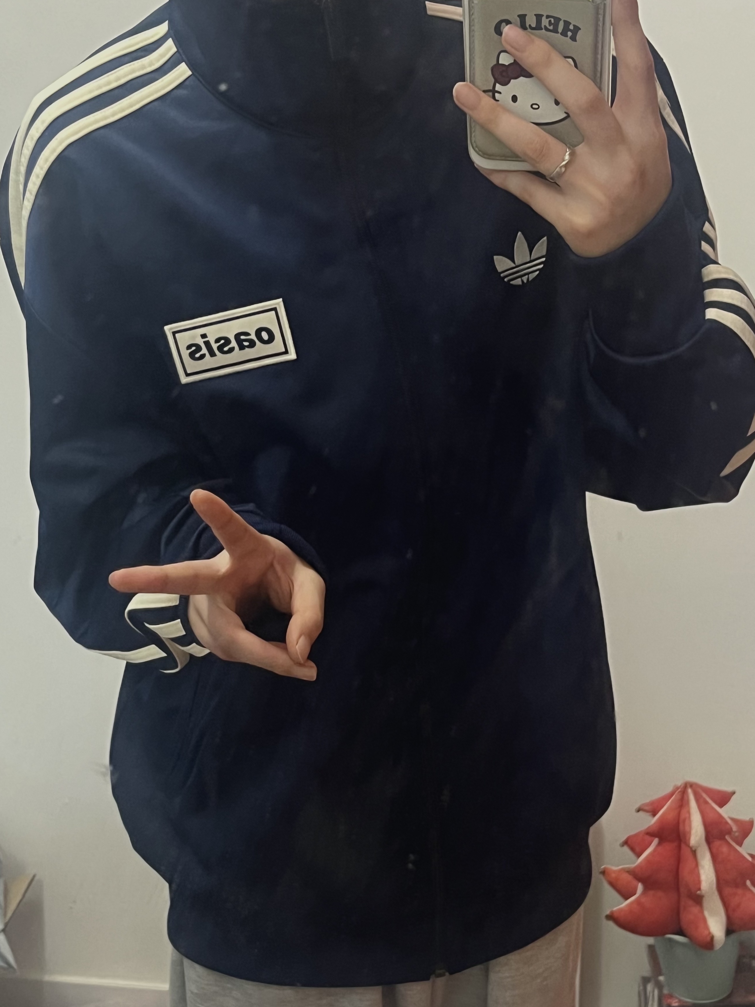 Adidas x Oasis Tour Firebird Track Top Night Indigo - KR Sizing 착용 스타일 - 2