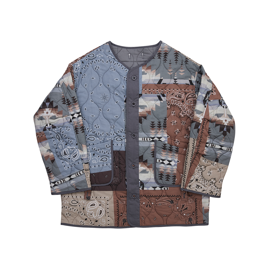 G73103_MT.GR GORT Long Navajo Liner Jacket Multi Grey