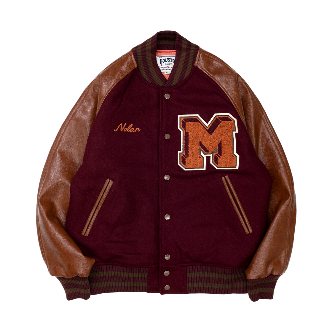 51517MR Houston Japan Melton Award Jacket VALLEY Maroon 51517