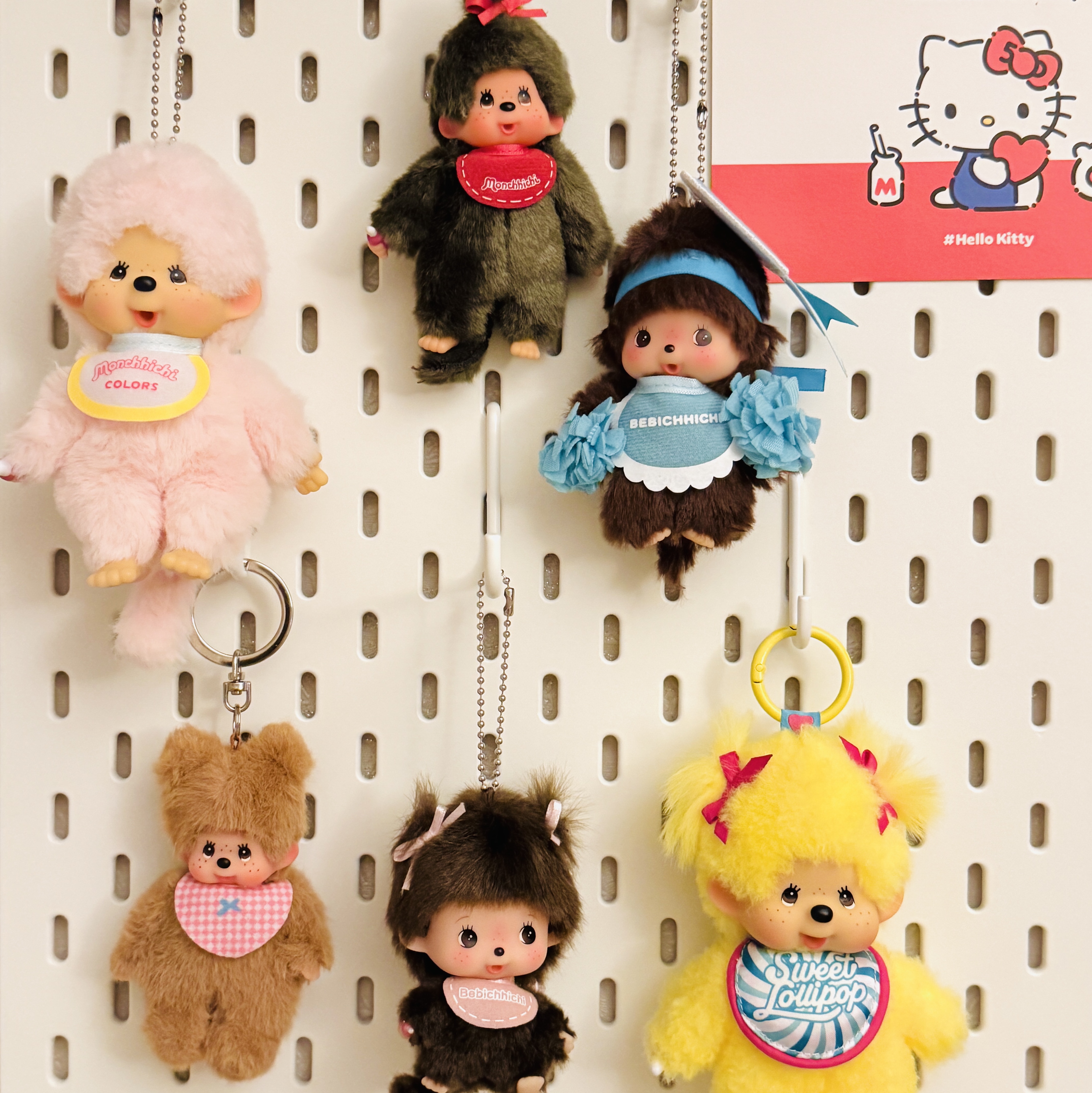 Monchhichi Keychain Mini Girl, Monchhichi Happy Color Bebichhichi Boy Key Chain Blue 착용 스타일