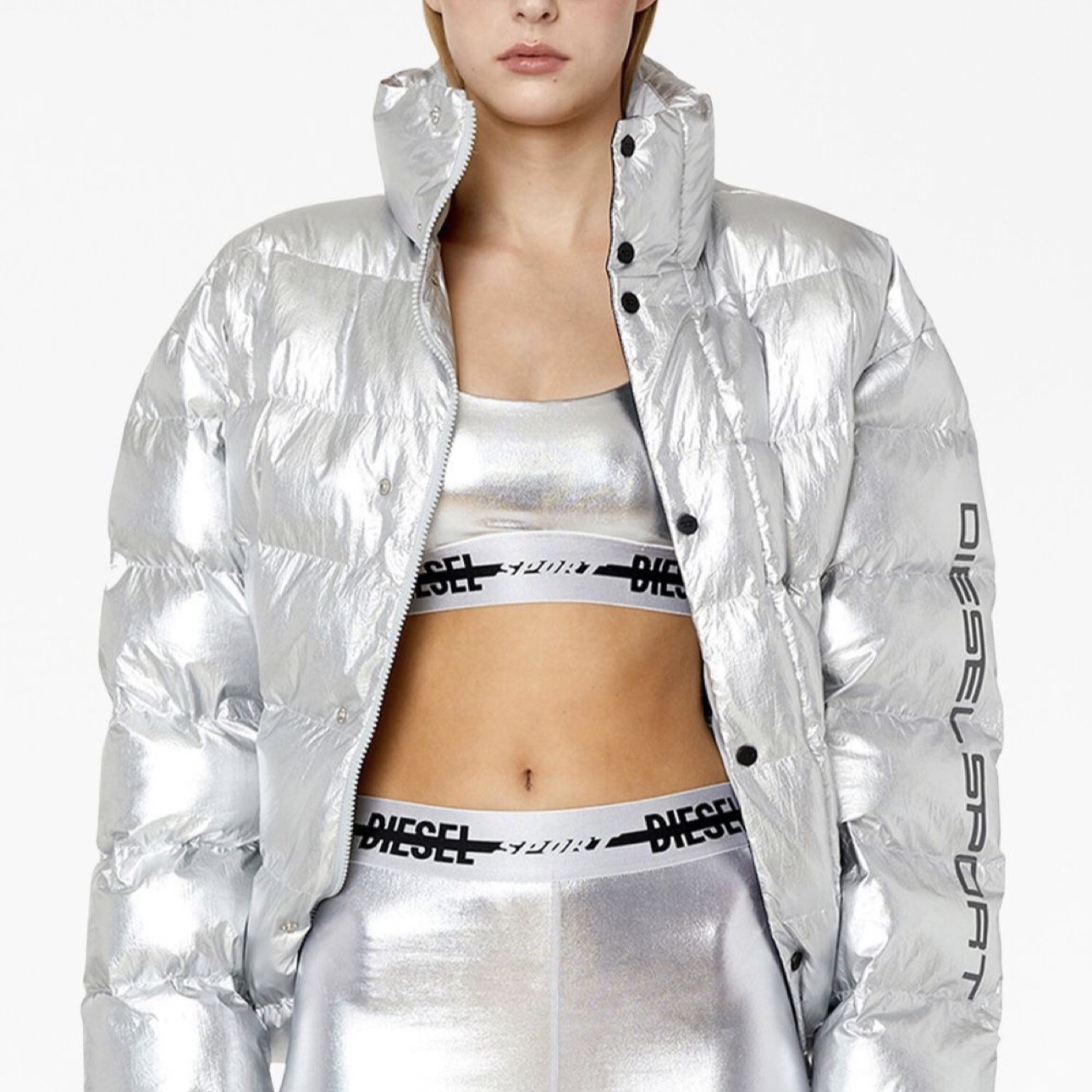 Diesel Yuwt Yannik HT39 Down Jacket Silver 착용 스타일 - 1