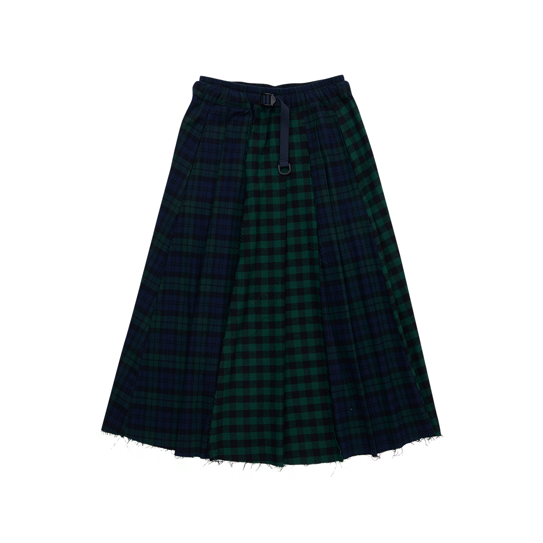 G73301_GN (W) GORT Check Patchwork Buckle Circle Skirt Green