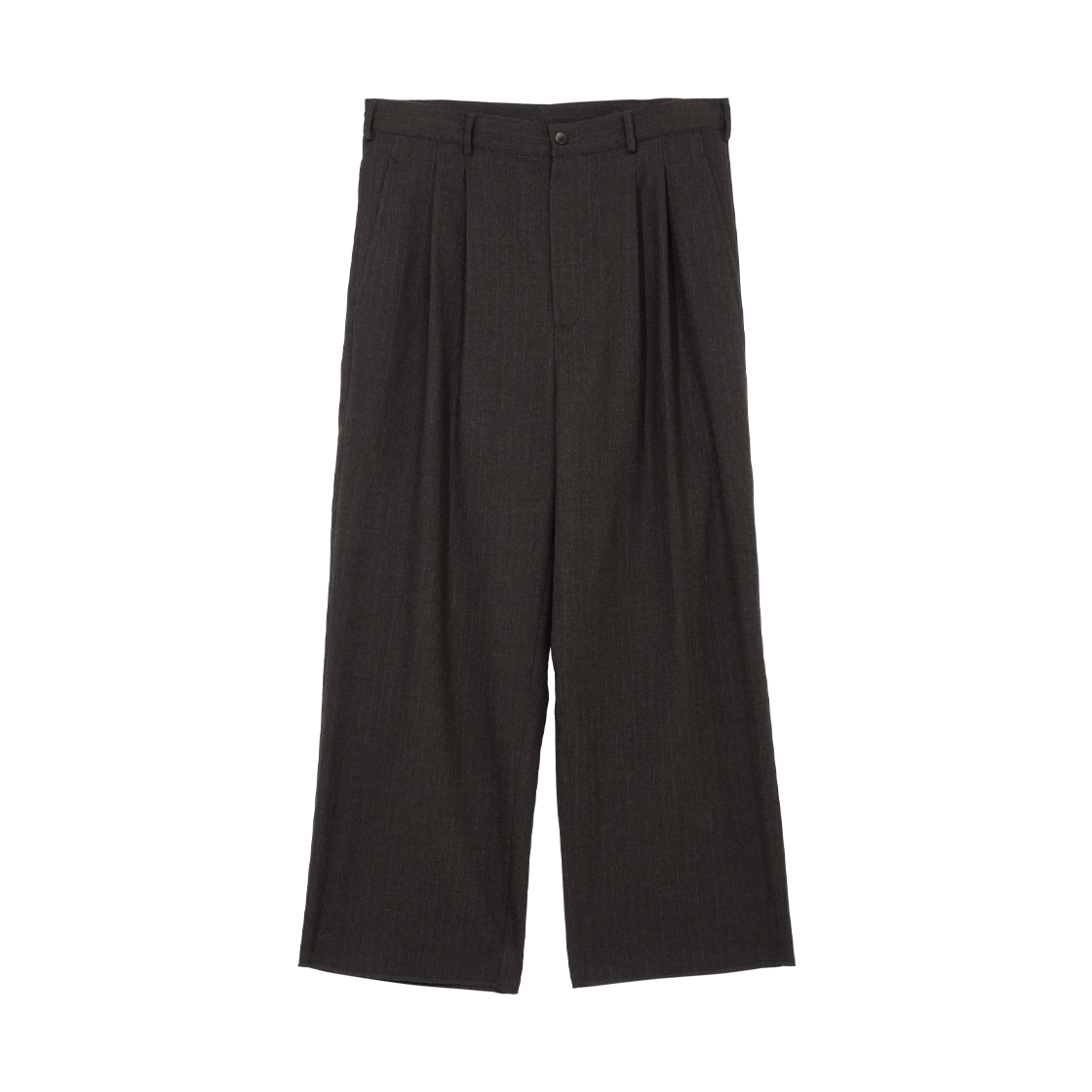 아마이유우츠 사일런트 스트라이프 울 트라우저 스모키 브라운(Amaiyuutsu Silent Stripe Wool Trousers Smoky Brown)