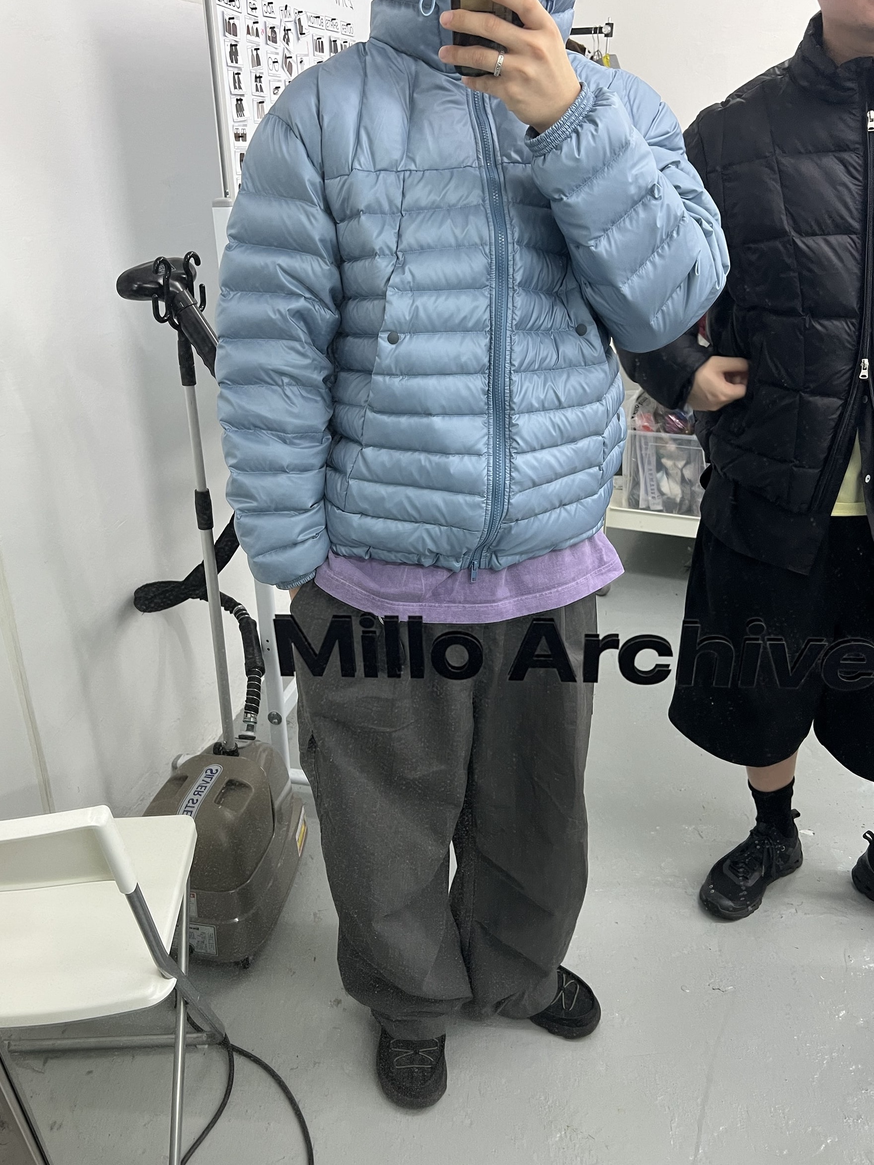 Millo Archive Light Soline Padding Sky Blue 착용 스타일 - 3
