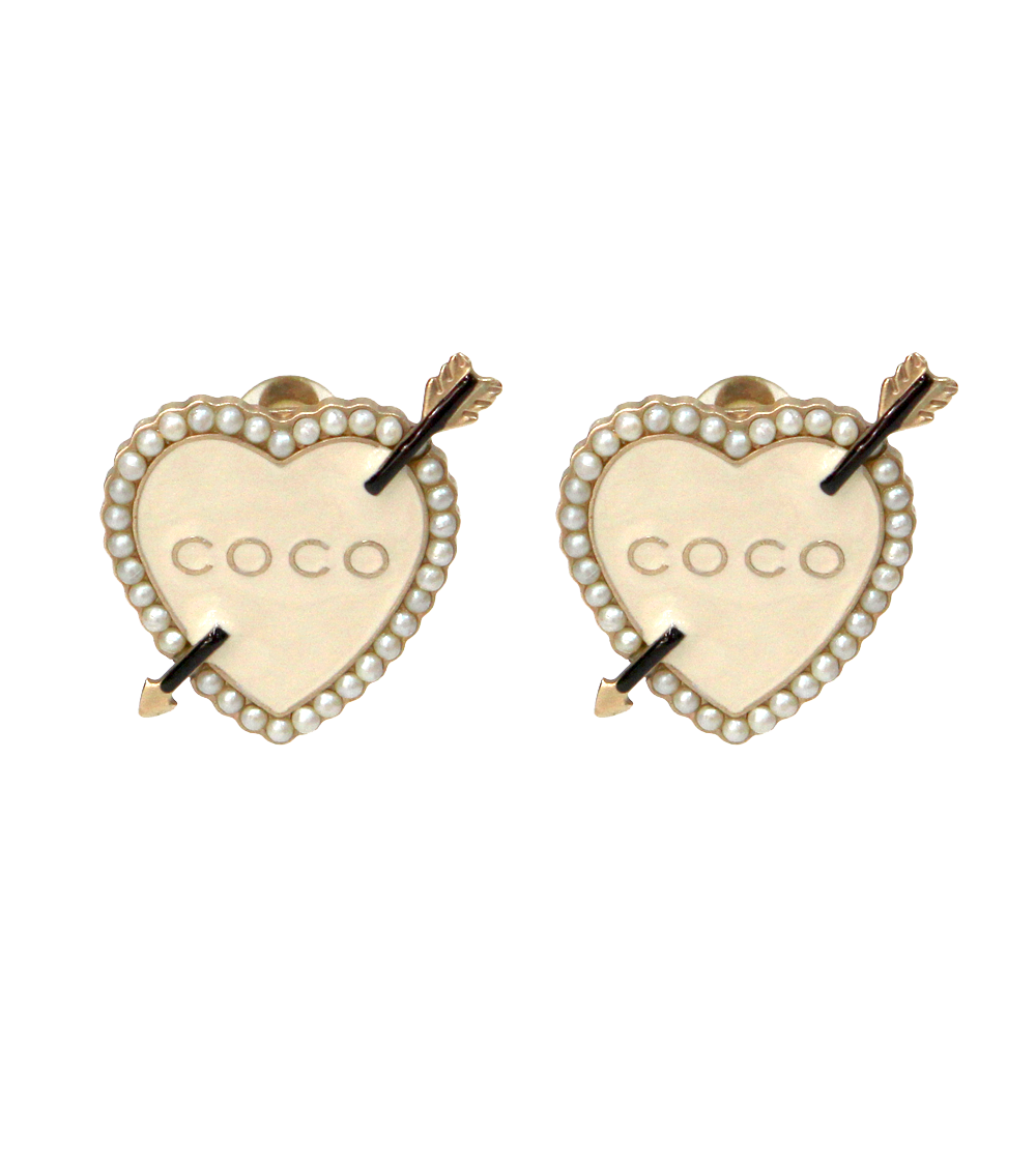 샤넬 코코 하트 진주 귀찌 A-B35621