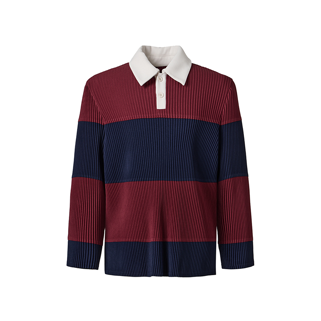몽플리쎄 여성[공용] 플리츠 스트라이프 럭비 셔츠 레드(Monplisse Unisex Pleats Striped Rugby Shirts Red)