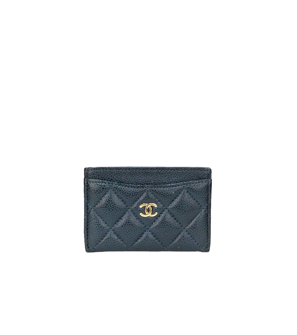 ITP372LGEBN7 Chanel Navy Caviar Classic Card Holder Wallet C-B38562