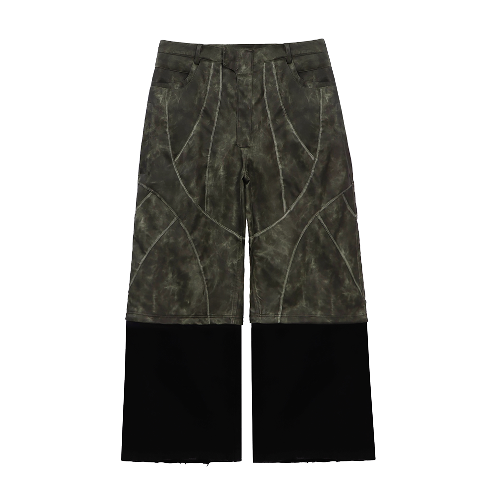 에러앤와이씨 패이즈쉬프트 디테쳐블 레더 팬츠 밀리터리그린(ERRORNYC Phase-Shift Detachable Leather Pants Military Green)