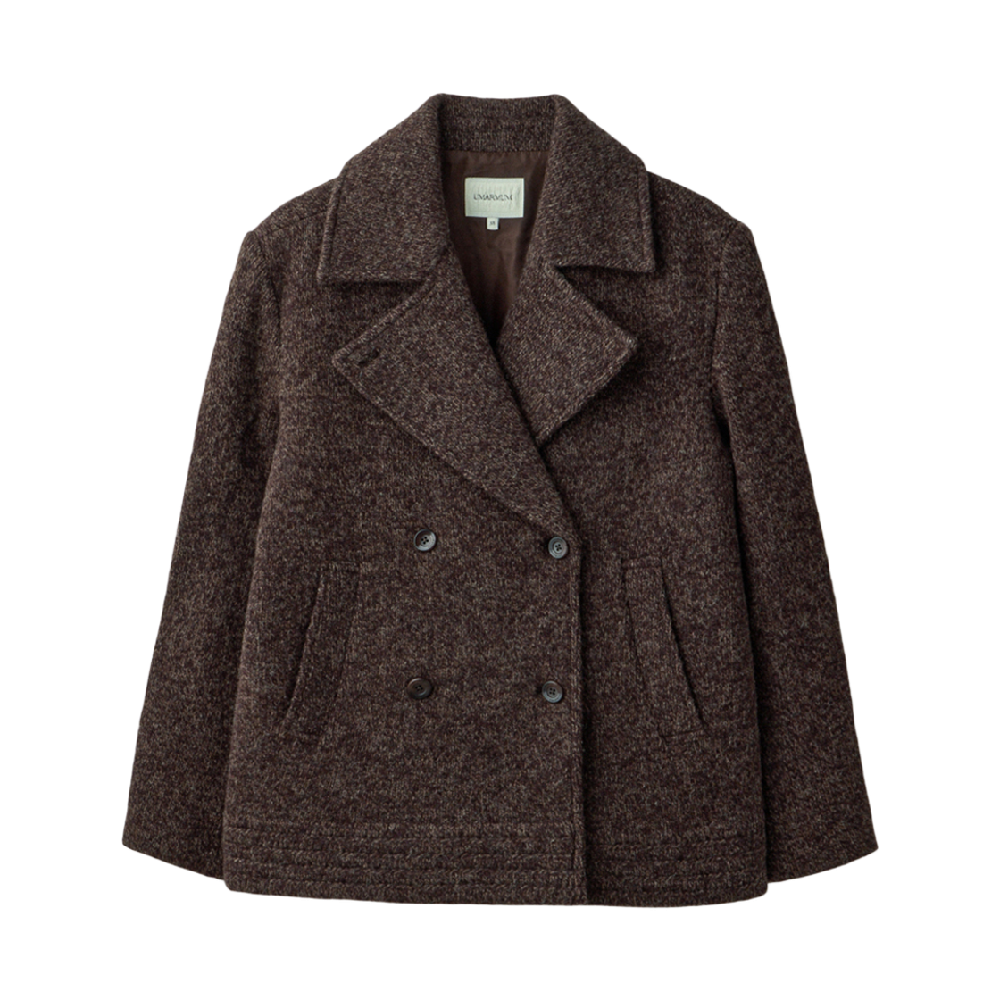 UM254WCT76BR UMARMUNG Shetland Wool Knitted Pea Coat_Espresso
