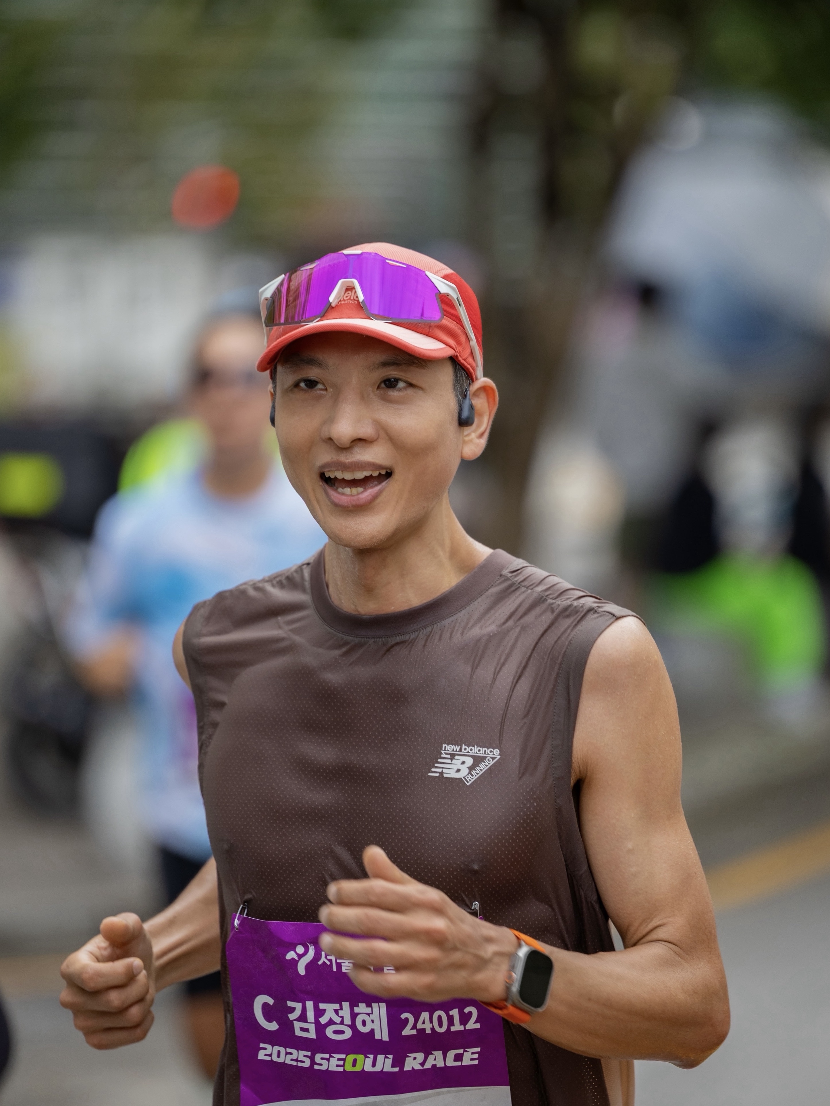 100% Hypercraft Tokyo Night Purple Multilayer Mirror Lens, SHOKZ OpenRun Pro2 Black 착용 스타일 - 3