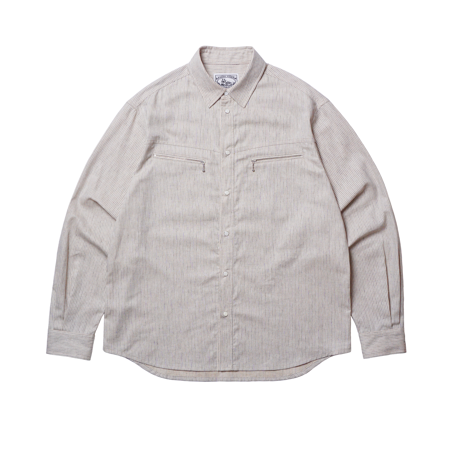 [KREAM 단독] 버날 타이거 포켓 스트라이프 셔츠 베이지([KREAM 단독] BANAL TIGER Pocket Stripe Shirt Beige)