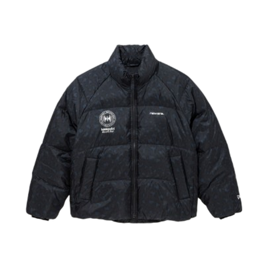 뉴에라 x 콤팩트 레코드 바 다운 재킷 네이비 레오파드(New Era x Kompakt Record Bar Down Jacket Navy Leopard)