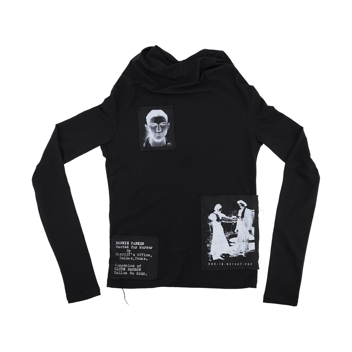 P0000BYE Sundayoffclub Bonnie & Clyde Roll-Neck T-Shirt Black