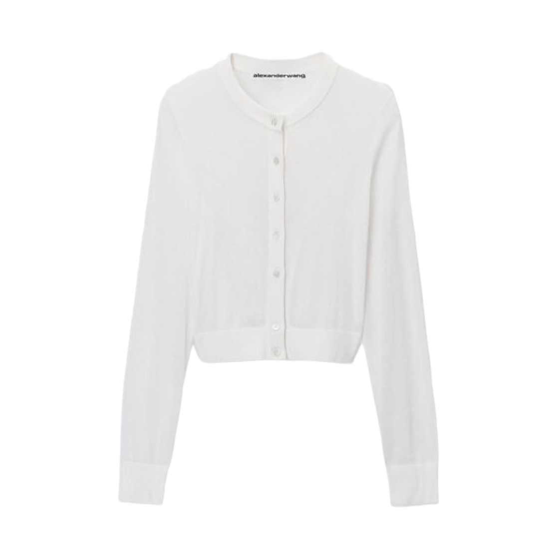 1KC3243037104 (W) Alexander Wang Beads Hotfix Crewneck Cropped Cardigan Soft White