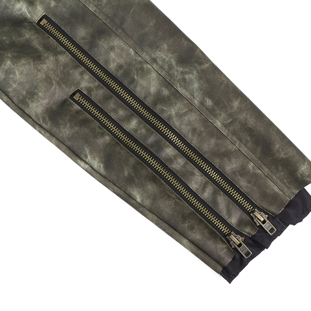 에러앤와이씨 크롭 폴라 코드 레더 자켓 밀리터리그린(ERROR NYC Cropped Leather Polar Code Jacket Military Green) - 5