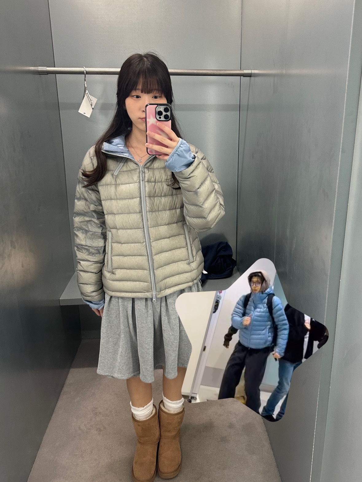 Sansan Gear Cotton Wave Pants Grey, Sansan Gear Suffix Puffer Jacket Grey_25FW 착용 스타일 - 2
