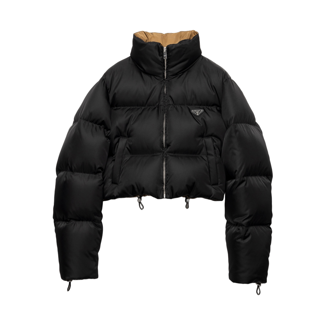(W) 프라다 크롭 리나일론 다운 자켓 블랙((W) Prada Cropped Re-Nylon Down Jacket Black)