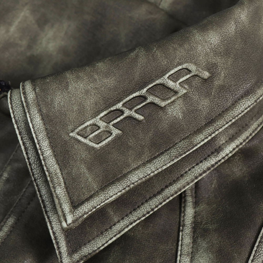 에러앤와이씨 크롭 폴라 코드 레더 자켓 밀리터리그린(ERROR NYC Cropped Leather Polar Code Jacket Military Green) - 3
