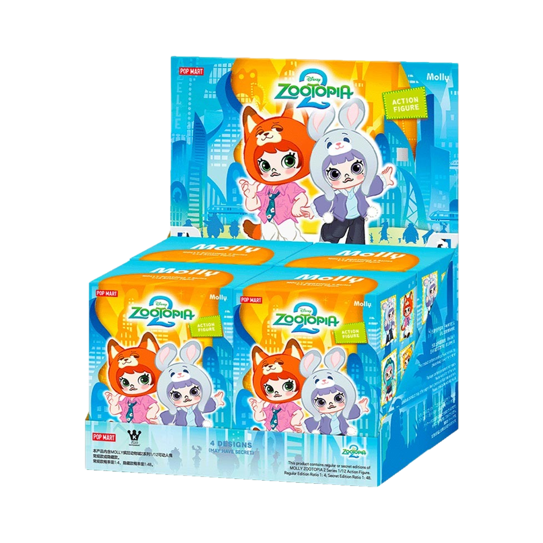 - Pop Mart Molly Zootopia 2 Series 1/12 Action Figure Sealed Case (4 Blind Boxes)