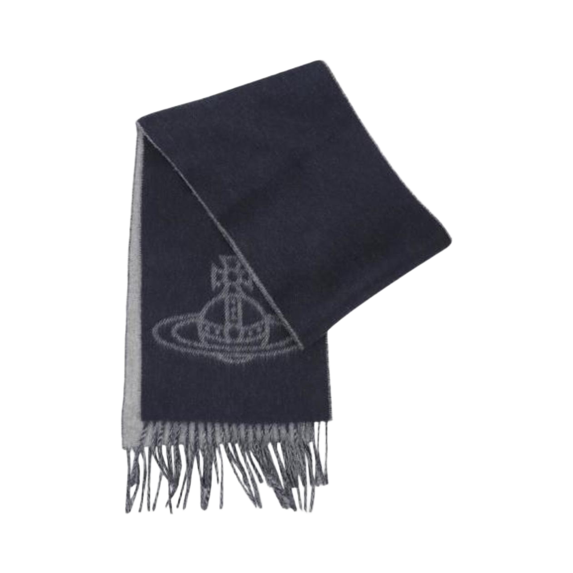 (W) 비비안 웨스트우드 더블 로고 머플러 미네랄 그레이((W) Vivienne Westwood Double Logo Muffler Mineral Grey)