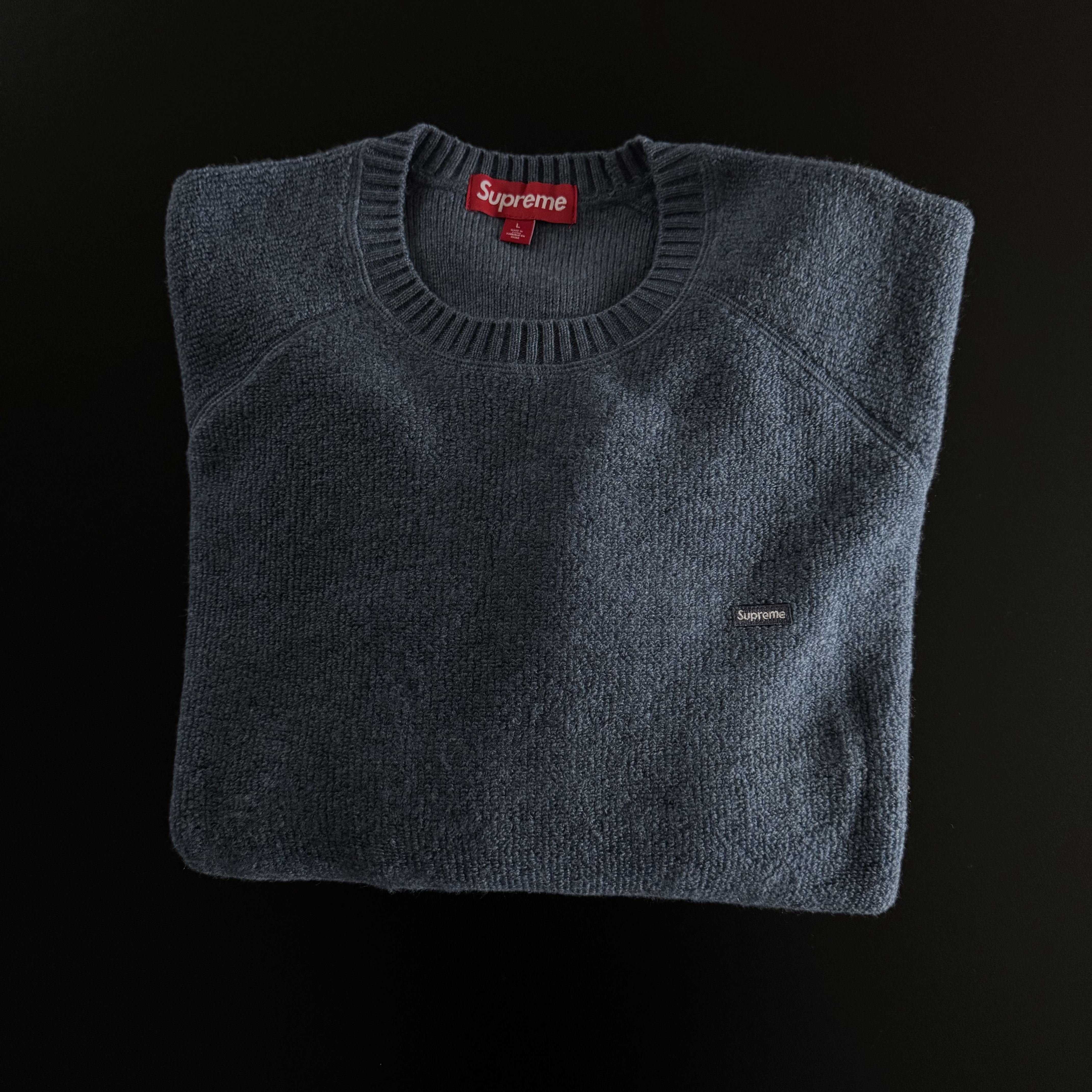 Supreme Terry Small Box Sweater Blue - 24FW 착용 스타일