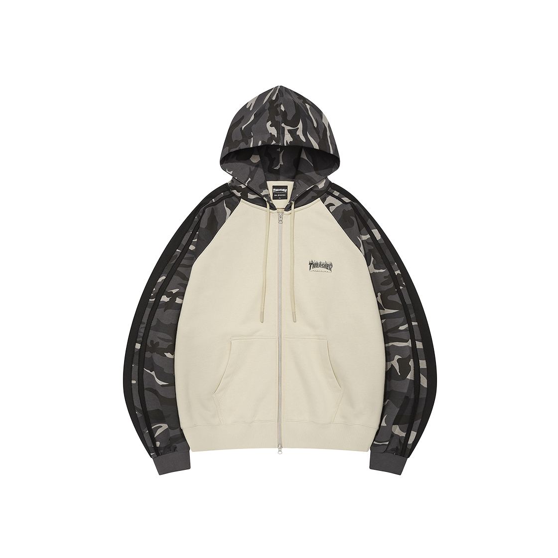 트레셔 플레임 워시드 트랙 후드집업 그레이지(THRASHER Flame Washed Track Hooded Zip-Up Greige)