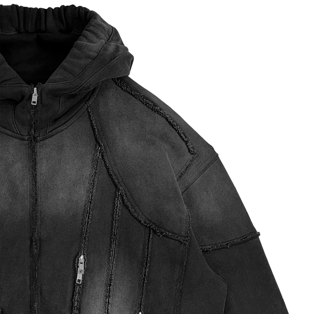 에러앤와이씨 슬래시스톰 웨더드 집업 후디 워시드 블랙(ERRORNYC Slashstorm Weathered Zip-up Hoodie Washed Black) - 3