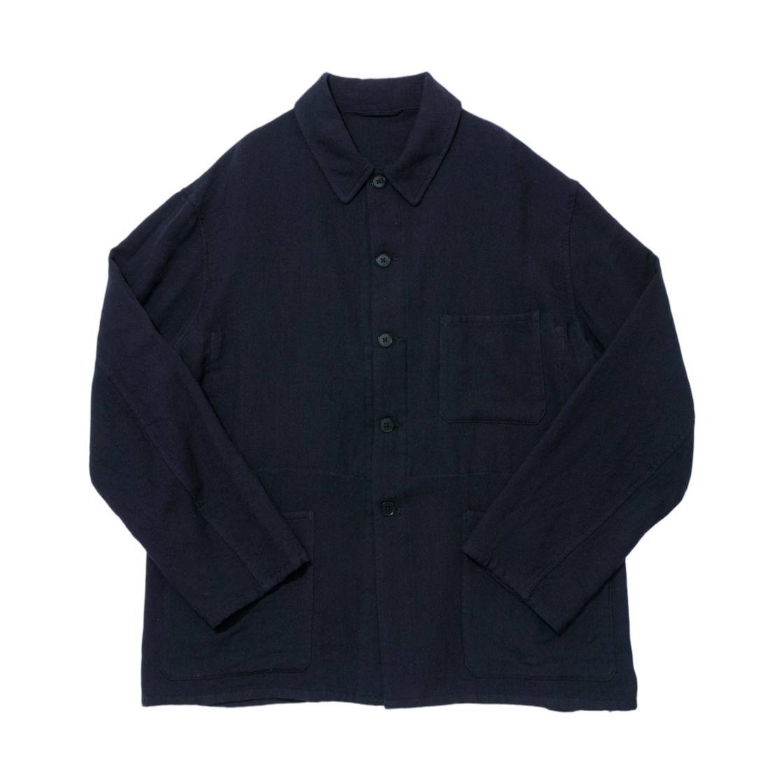 A0KS0000PIBI Kaptain Sunshine Wool Gauze Work Shirt Jacket Navy