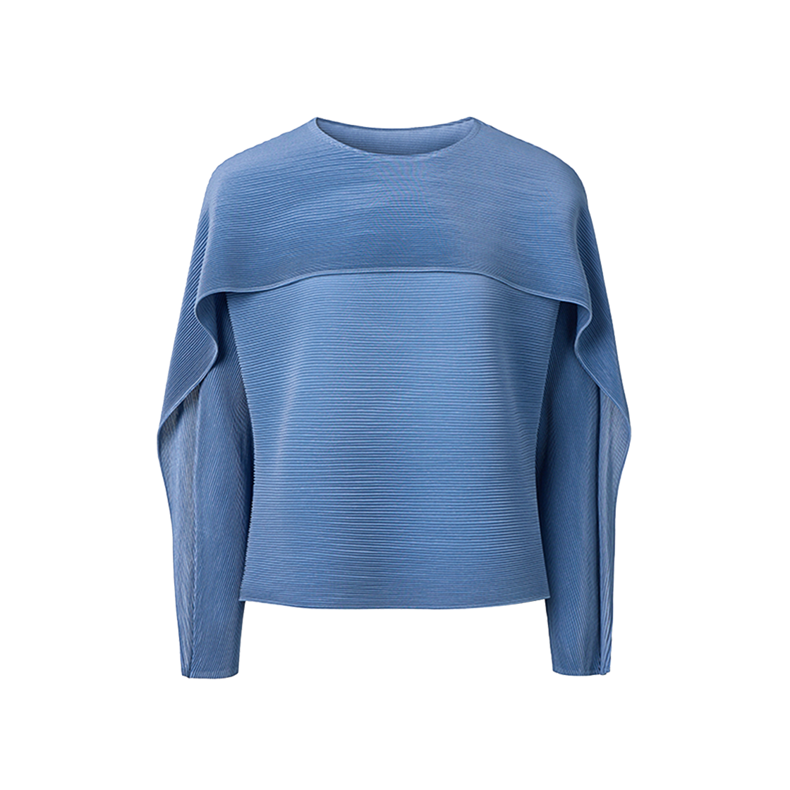 몽플리쎄 여성 플랩 소매 호리즌 플리츠 티셔츠 블루(Monplisse Women Flap Sleeve Horizon Pleats T-shirts Blue)