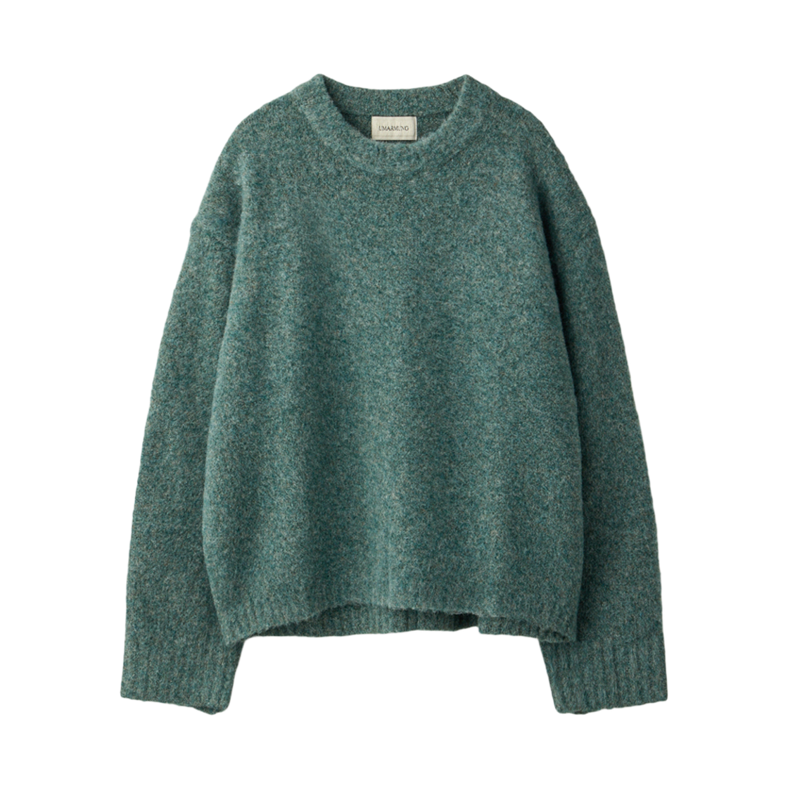 UM253APO10BL UMARMUNG Wool Alpaca Button Sleeve Crewneck Pullover_Jade