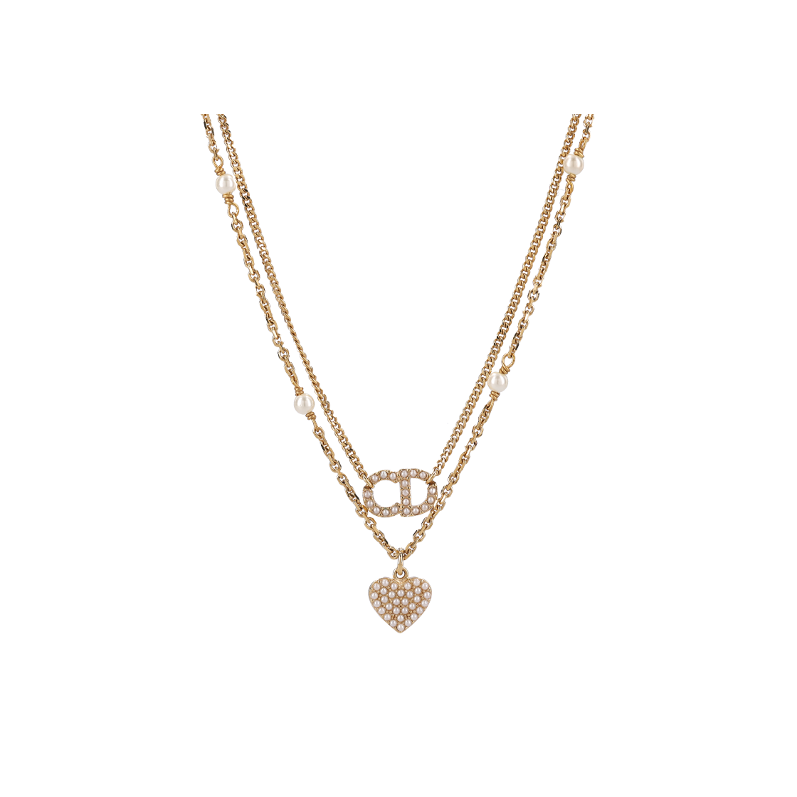 ITPNEV947CMP Dior N1580CDLRS Claire D Rune Necklace Gold & White