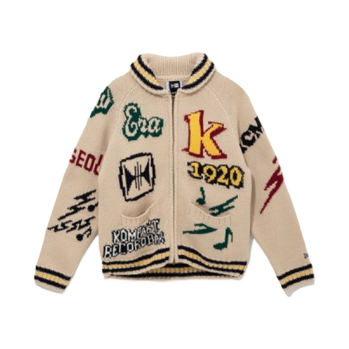 뉴에라 x 콤팩트 레코드 바 코위찬 가디건 아이보리(New Era x Kompakt Record Bar Cowichan Cardigan Ivory)