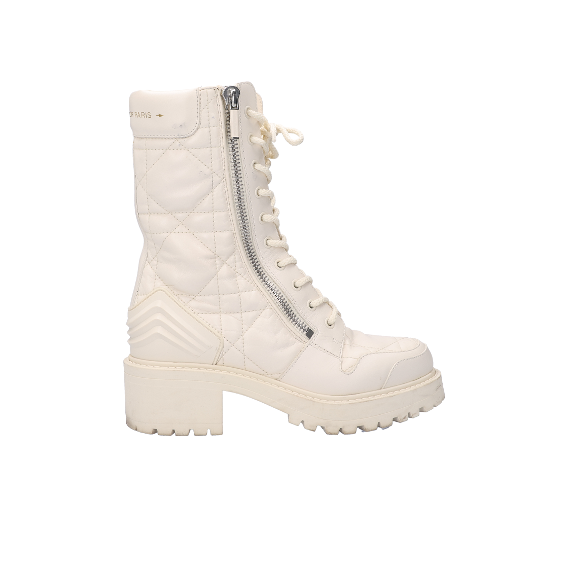 ITAJ2428WIAU Dior D-Reader Ankle Boots in Ivory Leather, Size 36