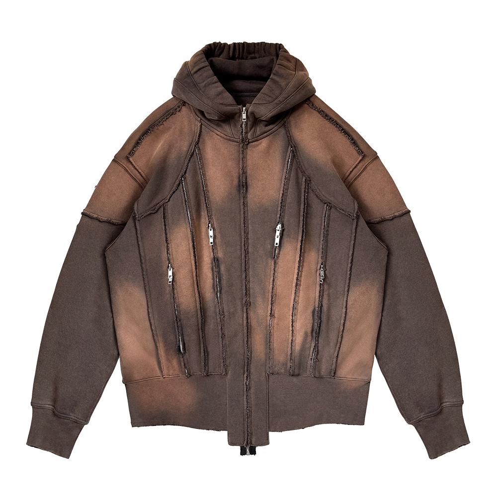 에러앤와이씨 슬래시스톰 웨더드 집업 후디 워시드 레드(ERRORNYC Slashstorm Weathered Zip-up Hoodie Washed Red)