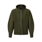 Monplisse UNISEX TWO WAY HOODIE ZIP-UP OUTER KHAKI